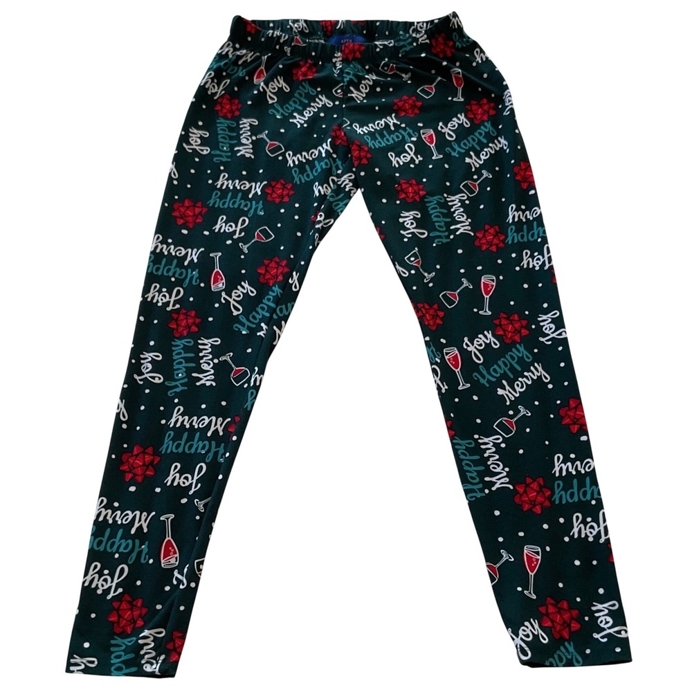 APT 9 Women's Green Holiday Christmas Pajama‎ Lounge Pants Size S Festive Print